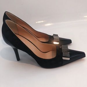 Louis Vuitton Damier black suede pumps